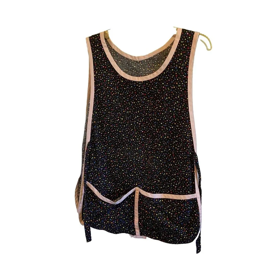 #7482 Girls Black Polkadot Apron